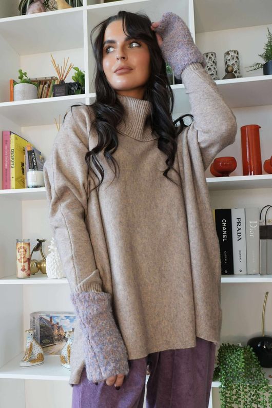 Beyond Terry Oversized Cowl Knit Earth Marl